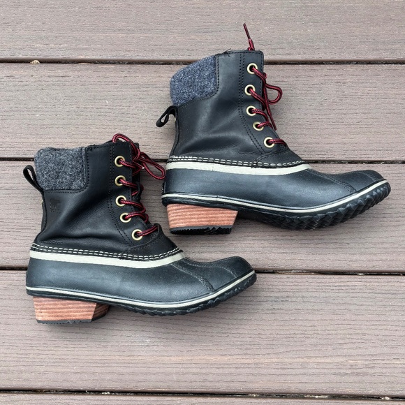 Sorel SLIMPACK II Lace Winter Boots Women's Size 8 Black Waterproof - LIKE NEW - Picture 4 of 10